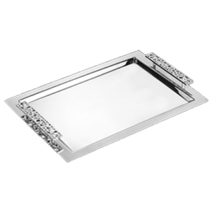 Oriental Silver Serving Tray - Image 1