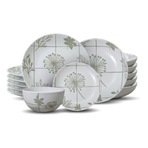 Flora Beige Dinnerware Set 24 Pcs – Stoneware - Image 1