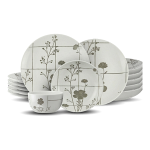 Flora Grey Dinnerware Set 24 Pcs – Stoneware - Image 1