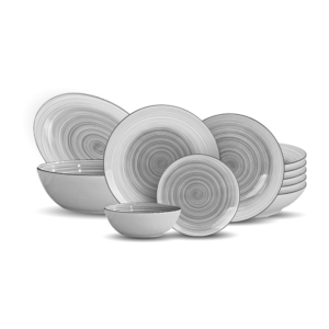 Ripple Grey Dinnerware Set 24 Pcs – Porcelain - Image 1