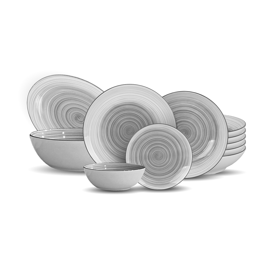Ripple Grey Dinnerware Set 24 Pcs – Porcelain