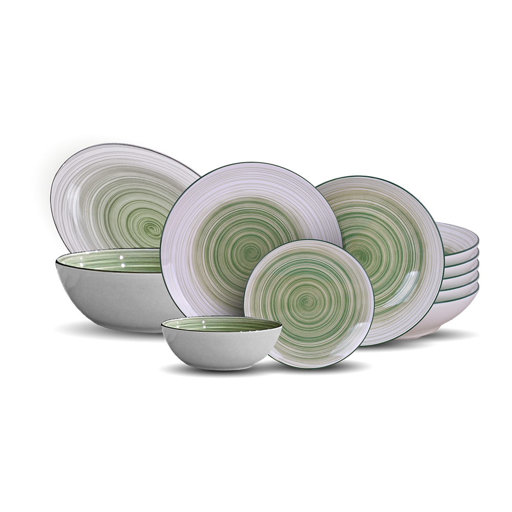 Ripple Olive Dinnerware Set 24 Pcs – Porcelain